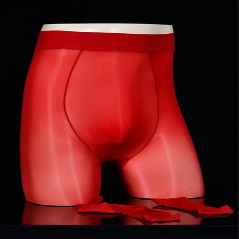 LESOYA Men's Plus Size 8D Oil Shiny Pantyhose High Elastic Nylon See Through Sheer Stockings Underwear with Sheath in Kuwait