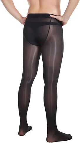 LESOYA Men's Plus Size 8D Oil Shiny Pantyhose High Elastic Nylon See Through Sheer Stockings Underwear with Sheath in Kuwait