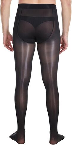 LESOYA Men's Plus Size 8D Oil Shiny Pantyhose High Elastic Nylon See Through Sheer Stockings Underwear with Sheath in Kuwait