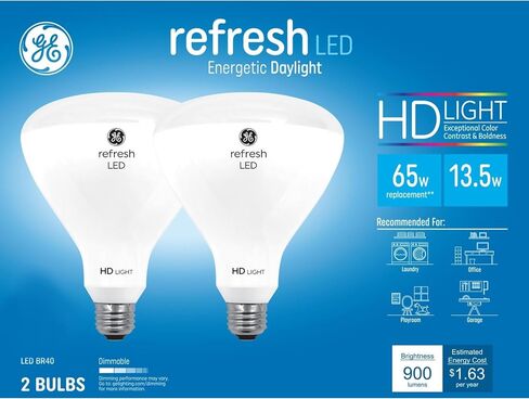 مصابيح GE Refresh LED، 65 وات، ضوء النهار، BR40 الأضواء الكاشفة الداخلية (عبوتان) in Saudi Arabia