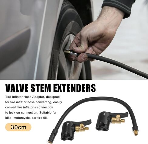 X AUTOHAUX 1 مجموعة 30 سم 11.81 "منفاخ الإطارات خرطوم محول ظرف الهواء نافخة مضخة الضاغط خرطوم تمديد مع موصل قابل للنفخ in Saudi Arabia