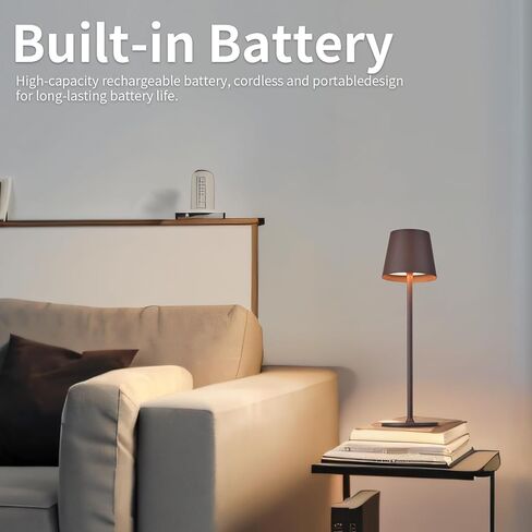 مصباح طاولة LED لاسلكي من BGFHome، مصباح مكتب LED بقدرة 5000 مللي أمبير في الساعة قابل لإعادة الشحن، تصميم لاسلكي بسيط يعمل باللمس لـ/المطعم/غرفة النوم/الحانات/الحفلات الخارجية/التخييم/المقهى (عبوة من قطعتين باللون الذهبي)... in Kuwait