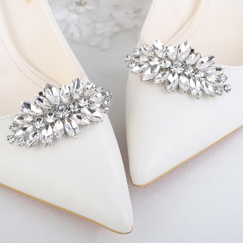 Missgrace Women Simple 1 Pair Women Sparkling Rhinestone Sexy Geometry Shoe Clips Wedding Bridal Shoe Buckles Decorations Rhinestones Shiny Crystal Shoe Clips for Jewelry Shoes Prom Party Shoe Clips for Women in Saudi Arabia