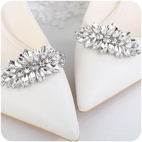 Missgrace Women Simple 1 Pair Women Sparkling Rhinestone Sexy Geometry Shoe Clips Wedding Bridal Shoe Buckles Decorations Rhinestones Shiny Crystal Shoe Clips for Jewelry Shoes Prom Party Shoe Clips for Women in Saudi Arabia