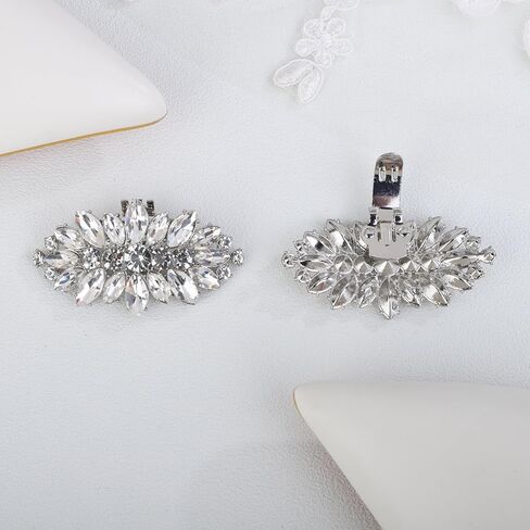 Missgrace Women Simple 1 Pair Women Sparkling Rhinestone Sexy Geometry Shoe Clips Wedding Bridal Shoe Buckles Decorations Rhinestones Shiny Crystal Shoe Clips for Jewelry Shoes Prom Party Shoe Clips for Women in Saudi Arabia