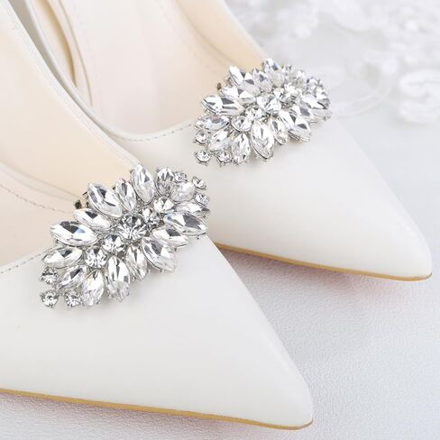 Missgrace Women Simple 1 Pair Women Sparkling Rhinestone Sexy Geometry Shoe Clips Wedding Bridal Shoe Buckles Decorations Rhinestones Shiny Crystal Shoe Clips for Jewelry Shoes Prom Party Shoe Clips for Women in Saudi Arabia