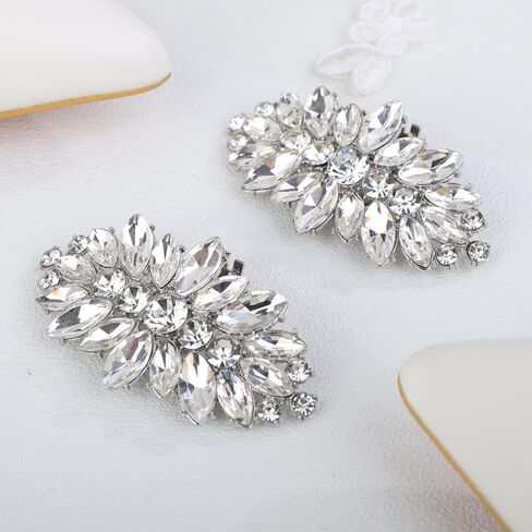Missgrace Women Simple 1 Pair Women Sparkling Rhinestone Sexy Geometry Shoe Clips Wedding Bridal Shoe Buckles Decorations Rhinestones Shiny Crystal Shoe Clips for Jewelry Shoes Prom Party Shoe Clips for Women in Saudi Arabia