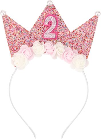 SuPoo Birthday Decorations for Girls - 6th Birthday Headband Crown, Glitter Hair Band, Flower Princess Tiara Hair Accessory for Party in Saudi Arabia