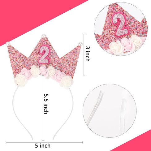 SuPoo Birthday Decorations for Girls - 6th Birthday Headband Crown, Glitter Hair Band, Flower Princess Tiara Hair Accessory for Party in Saudi Arabia