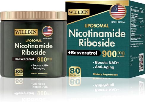 NAD+ Supplement - Liposomal Nicotinamide Riboside, Resveratrol, Quercetin High Purity NAD Supplement for Anti-Aging, Energy, Focus - 80 Capsules (40 Serving) in Saudi Arabia
