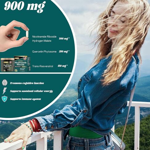 NAD+ Supplement - Liposomal Nicotinamide Riboside, Resveratrol, Quercetin High Purity NAD Supplement for Anti-Aging, Energy, Focus - 80 Capsules (40 Serving) in Saudi Arabia