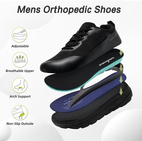 أحذية مشي واسعة للرجال من OrthoComfoot لتقويم العظام لمرضى السكري: أحذية رياضية مريحة كاجوال لدعم قوس القدم والتهاب اللفافة الأخمصية، أحذية رياضية لتقويم العظام وقوس القدم المرتفعة لألم كعب القدم in Saudi Arabia