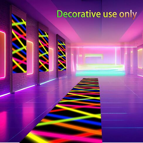 Haull 118 x 39 Inch Neon Light up Dance Floor Neon Party Decorations Blacklight Rug Glow in The Dark UV Reactive Fluorescent for Christmas Halloween Birthday Wedding Party Favors (Paint Splatter) in Saudi Arabia