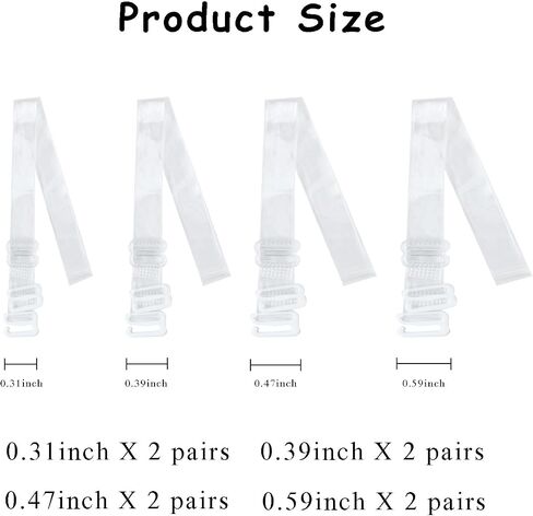 8 Pairs Invisible Bra Straps Adjustable Transparent Replacement Soft Non-Slip Shoulder Strap 8/10/12/15/mm Width in Saudi Arabia