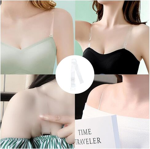 8 Pairs Invisible Bra Straps Adjustable Transparent Replacement Soft Non-Slip Shoulder Strap 8/10/12/15/mm Width in Saudi Arabia