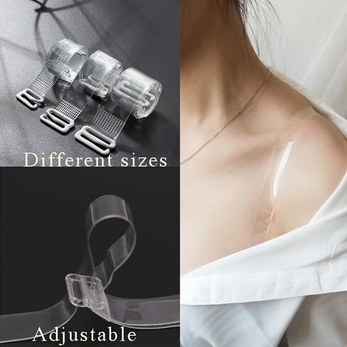 8 Pairs Invisible Bra Straps Adjustable Transparent Replacement Soft Non-Slip Shoulder Strap 8/10/12/15/mm Width in Saudi Arabia