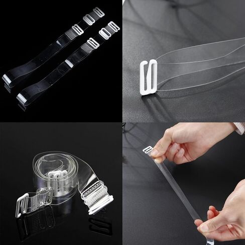 8 Pairs Invisible Bra Straps Adjustable Transparent Replacement Soft Non-Slip Shoulder Strap 8/10/12/15/mm Width in Saudi Arabia