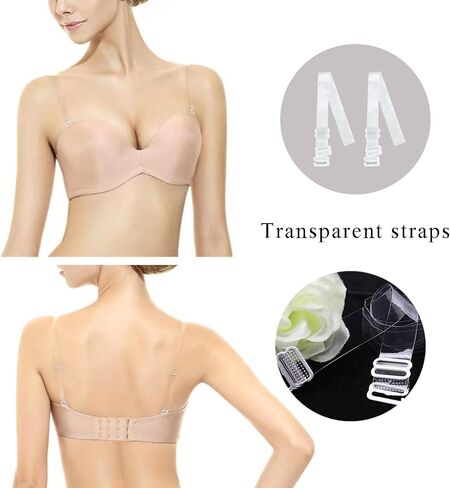 8 Pairs Invisible Bra Straps Adjustable Transparent Replacement Soft Non-Slip Shoulder Strap 8/10/12/15/mm Width in Saudi Arabia