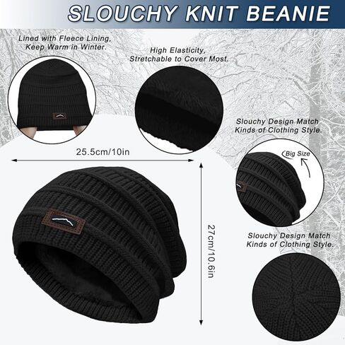 ZOORON Slouchy Beanies Hats for Men Women Warm Knit Winter Hats Chunky Beanie Infinity Scarf Set in Kuwait