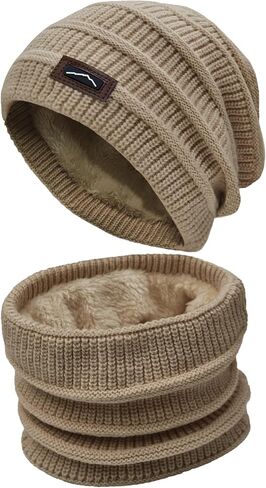 ZOORON Slouchy Beanies Hats for Men Women Warm Knit Winter Hats Chunky Beanie Infinity Scarf Set in Saudi Arabia