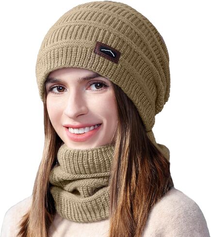 ZOORON Slouchy Beanies Hats for Men Women Warm Knit Winter Hats Chunky Beanie Infinity Scarf Set in Saudi Arabia