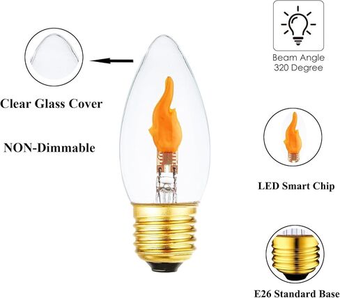 مصابيح إضاءة LED وامضة E26 بقاعدة قياسية لتأثير اللهب، مصابيح إضاءة للحريق لتزيين عيد الهالوين، عبوتان in Saudi Arabia