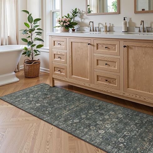 Green Washable Rugs 5x7 Living Room Rug Non Slip Rugs for Bedroom,Traditional Border Vintage Foldable Stain Resistant Low Pile Indoor Throw Carpet for Home Office Dining Table,Green/Grey in Saudi Arabia