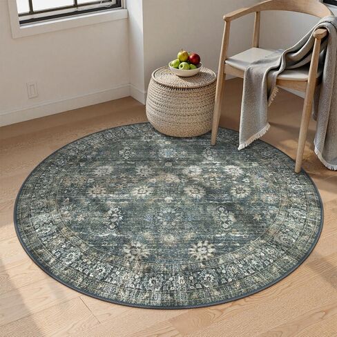 Green Washable Rugs 5x7 Living Room Rug Non Slip Rugs for Bedroom,Traditional Border Vintage Foldable Stain Resistant Low Pile Indoor Throw Carpet for Home Office Dining Table,Green/Grey in Saudi Arabia