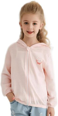 Girls Zip Up Sun Protection Jacket Active Hoodie Cooling Shirt Pockets Fishing Running Outdoor in Saudi Arabia