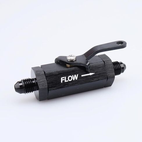 أداء التيار المتردد -10 AN ذكر متوهج من الألومنيوم المضمن لإيقاف الوقود صمام التحكم في التدفق مع رافعة الكابل، أسود -10AN(7/8"-14) خيط in Kuwait