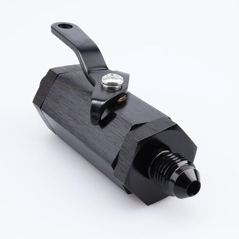 أداء التيار المتردد -10 AN ذكر متوهج من الألومنيوم المضمن لإيقاف الوقود صمام التحكم في التدفق مع رافعة الكابل، أسود -10AN(7/8"-14) خيط in Kuwait