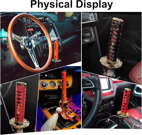 Automatic Katana Shift Knob Samurai Sword Weighted Gear Shifter Konb Universal for Cars with Lock Button (26cm Black) in Kuwait
