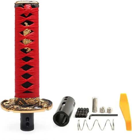 Automatic Katana Shift Knob Samurai Sword Weighted Gear Shifter Konb Universal for Cars with Lock Button (26cm Black) in Kuwait