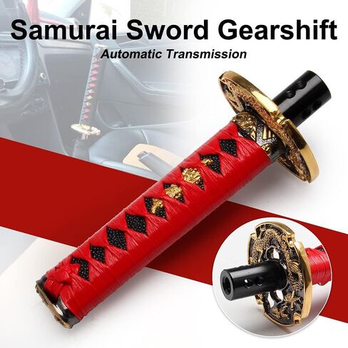 Automatic Katana Shift Knob Samurai Sword Weighted Gear Shifter Konb Universal for Cars with Lock Button (26cm Black) in Kuwait