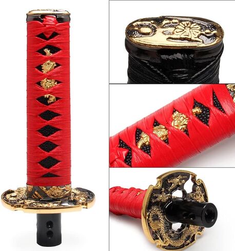 Automatic Katana Shift Knob Samurai Sword Weighted Gear Shifter Konb Universal for Cars with Lock Button (26cm Black) in Kuwait