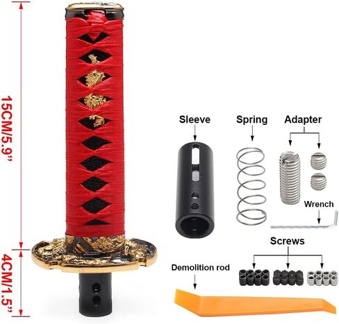 Automatic Katana Shift Knob Samurai Sword Weighted Gear Shifter Konb Universal for Cars with Lock Button (26cm Black) in Kuwait