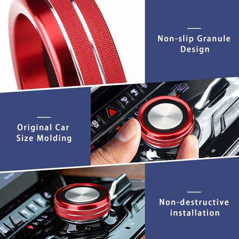 غطاء مقبض Auovo 4WD متوافق مع ملحقات Wagoneer 2022 2023 2024 وحدة التحكم المركزية 4WD مقبض مفتاح التحكم غطاء زر زخرفة الديكورات الداخلية للسيارة (أحمر) in Kuwait