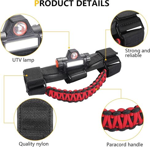 BESTAOO قطعتان من مقابض القضبان الدوارة مع ضوء قبة لسيارة جيب رانجلر CJ YJ TJ JK JKU JL JLU Sports Sahara Freedom Rubicon X & Unlimited 1945-2021، مقابض قبضة باراكورد لقضبان 2.0-4.0 بوصة in Saudi Arabia