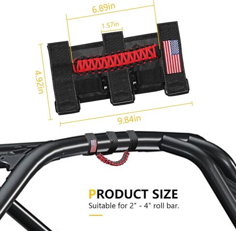 BESTAOO قطعتان من مقابض القضبان الدوارة مع ضوء قبة لسيارة جيب رانجلر CJ YJ TJ JK JKU JL JLU Sports Sahara Freedom Rubicon X & Unlimited 1945-2021، مقابض قبضة باراكورد لقضبان 2.0-4.0 بوصة in Saudi Arabia