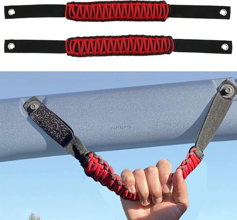 Roll Bar Grab Handles, Roll Bar Paracord Premium Grip Handles for Ford Bronco Accessories 2021-2024, 2 Pack (Red) in Saudi Arabia