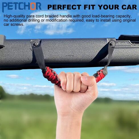 Roll Bar Grab Handles, Roll Bar Paracord Premium Grip Handles for Ford Bronco Accessories 2021-2024, 2 Pack (Red) in Saudi Arabia