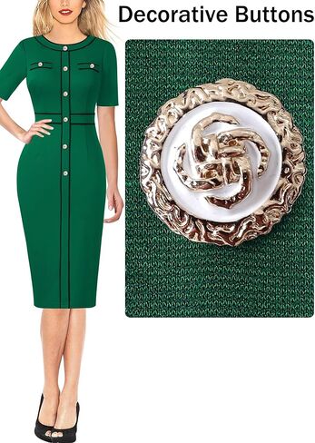 فستان نسائي من VFSHOW بأزرار مرقعة للعمل والمكتب والحفلات in Kuwait