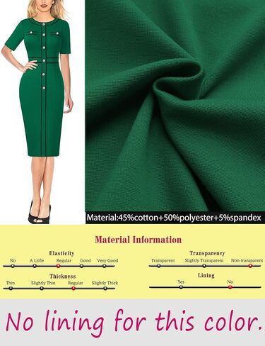 فستان نسائي من VFSHOW بأزرار مرقعة للعمل والمكتب والحفلات in Kuwait