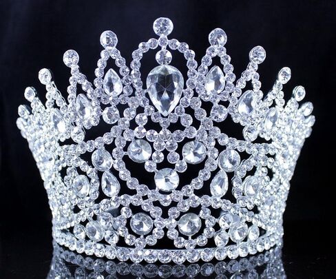 Sexy Beauty Queen Clear White Austrian Rhinestone Crystal Large Tiara Crown Hair Combs Jewelry Headpiece Pageant T2178 in Kuwait