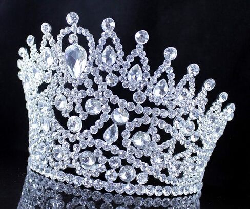 Sexy Beauty Queen Clear White Austrian Rhinestone Crystal Large Tiara Crown Hair Combs Jewelry Headpiece Pageant T2178 in Kuwait