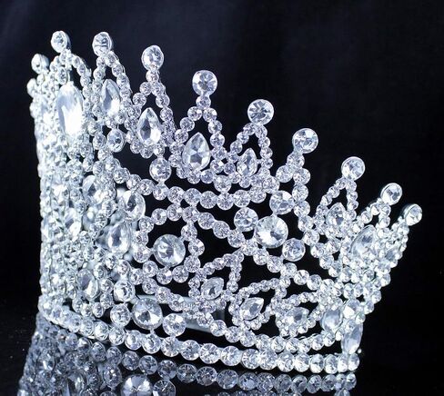 Sexy Beauty Queen Clear White Austrian Rhinestone Crystal Large Tiara Crown Hair Combs Jewelry Headpiece Pageant T2178 in Kuwait