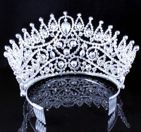 Sexy Beauty Queen Clear White Austrian Rhinestone Crystal Large Tiara Crown Hair Combs Jewelry Headpiece Pageant T2178 in Kuwait