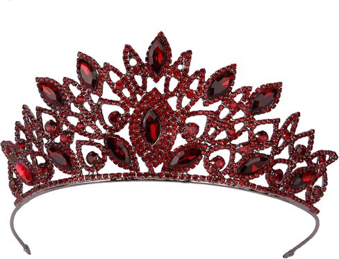 LIMELIA Women's Tiara - Crown for Henna Wedding Party | Glitter Hair Accessories for Bridal Birthday Pageant Prom Halloween Cos-play Costume Christmas Party, Princess Crowns | Traditional Crystal - Burgundy in Kuwait