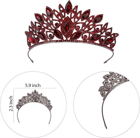LIMELIA Women's Tiara - Crown for Henna Wedding Party | Glitter Hair Accessories for Bridal Birthday Pageant Prom Halloween Cos-play Costume Christmas Party, Princess Crowns | Traditional Crystal - Burgundy in Kuwait