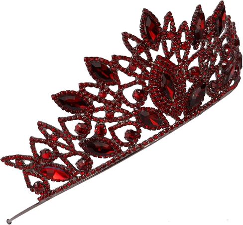 LIMELIA Women's Tiara - Crown for Henna Wedding Party | Glitter Hair Accessories for Bridal Birthday Pageant Prom Halloween Cos-play Costume Christmas Party, Princess Crowns | Traditional Crystal - Burgundy in Kuwait
